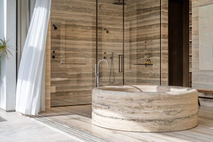 TINA PARA BAÑO TRAVERTINO REDONDA - ELEMENTO