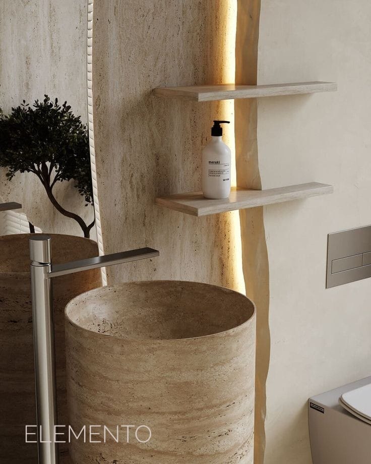 LAVABO TIPO PEDESTAL MÁRMOL 45*85 CM - ELEMENTO