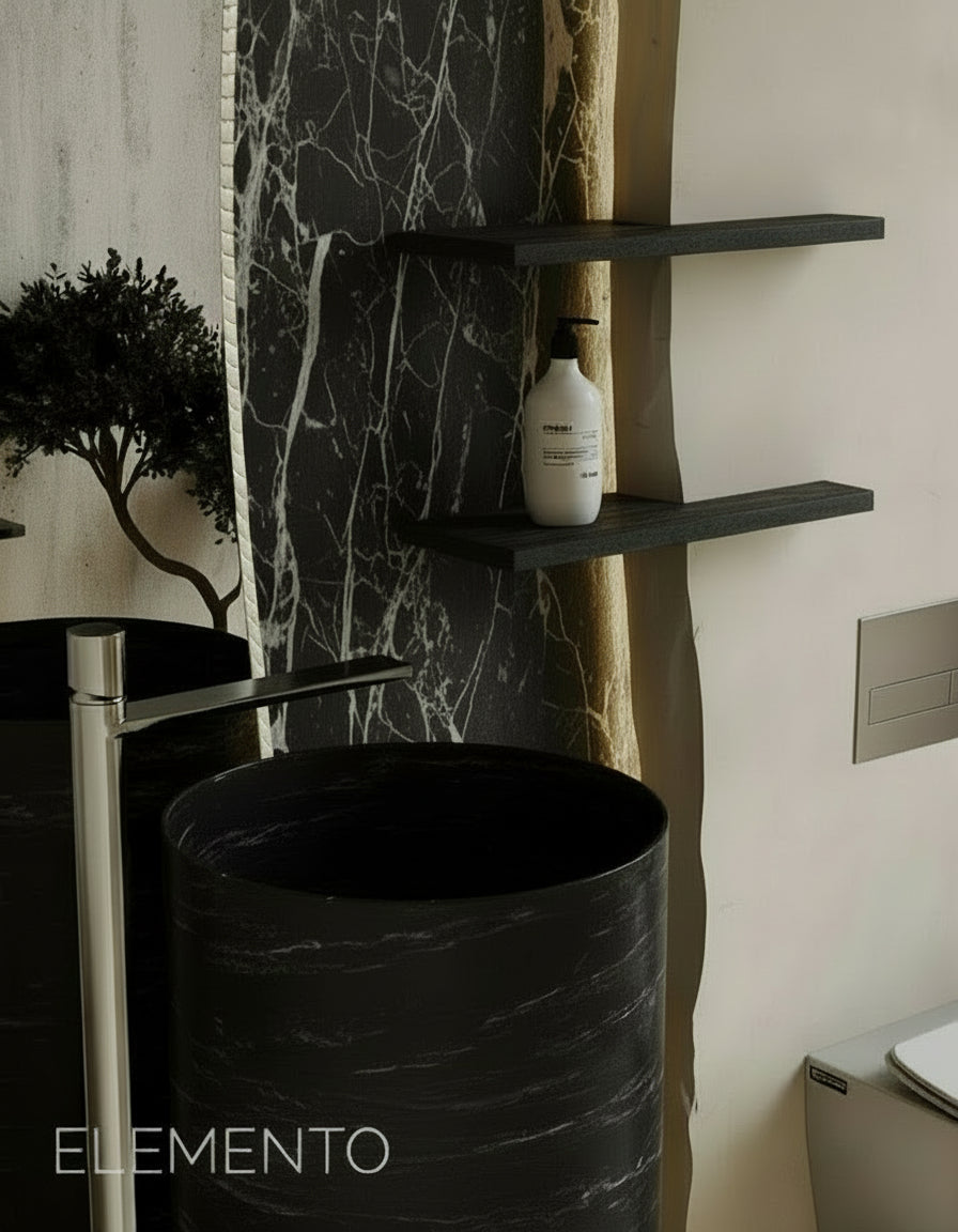 LAVABO TIPO PEDESTAL MÁRMOL NEGRO 45*85 CM - ELEMENTO