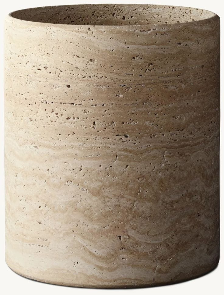 CESTO PARA BASURA MÁRMOL TRAVERTINO - ELEMENTO