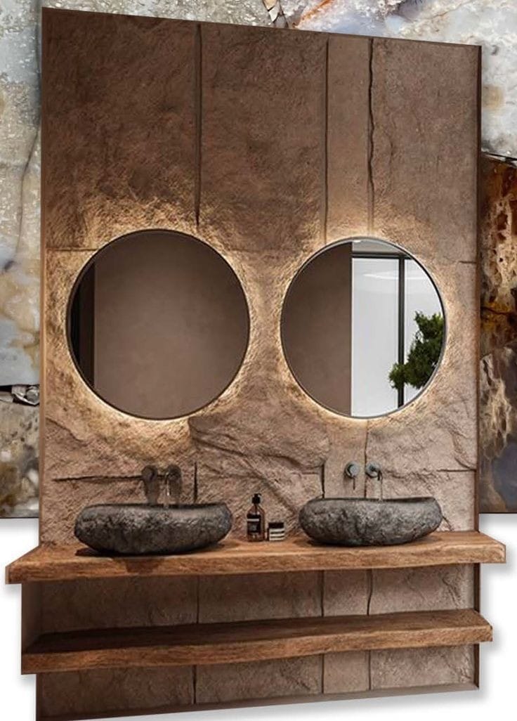 LAVABO PIEDRA NATURAL RÚSTICO 45 CM. - ELEMENTO
