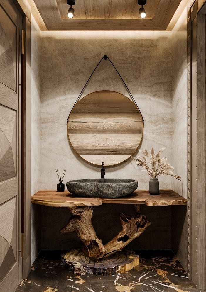 LAVABO PIEDRA NATURAL RÚSTICO 45 CM. - ELEMENTO