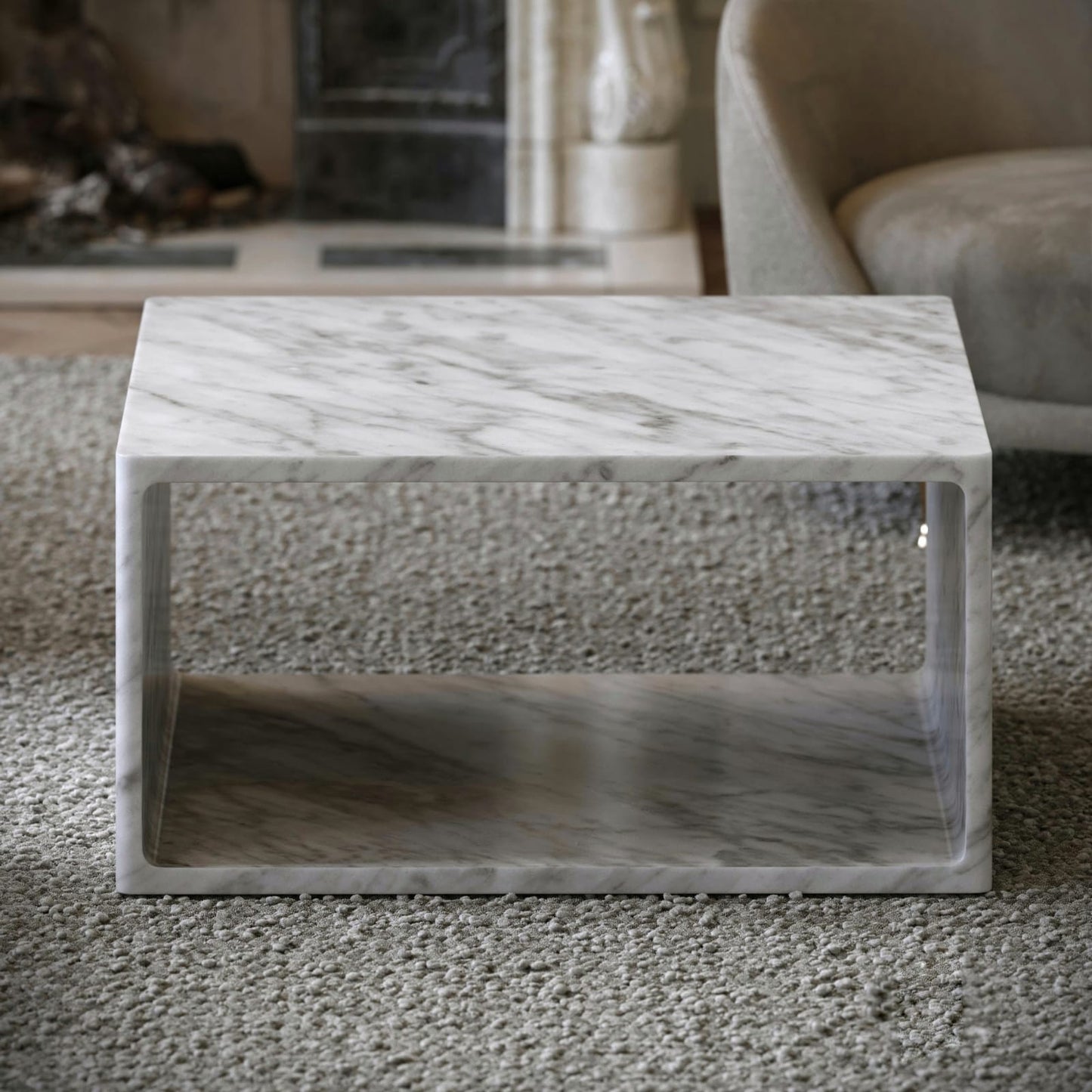MESA MÁRMOL BLANCO 80*80*40 - ELEMENTO