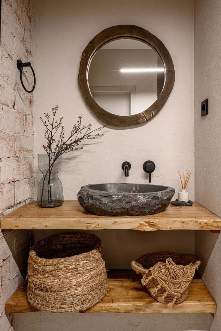 LAVABO PIEDRA NATURAL RÚSTICO 45 CM. - ELEMENTO