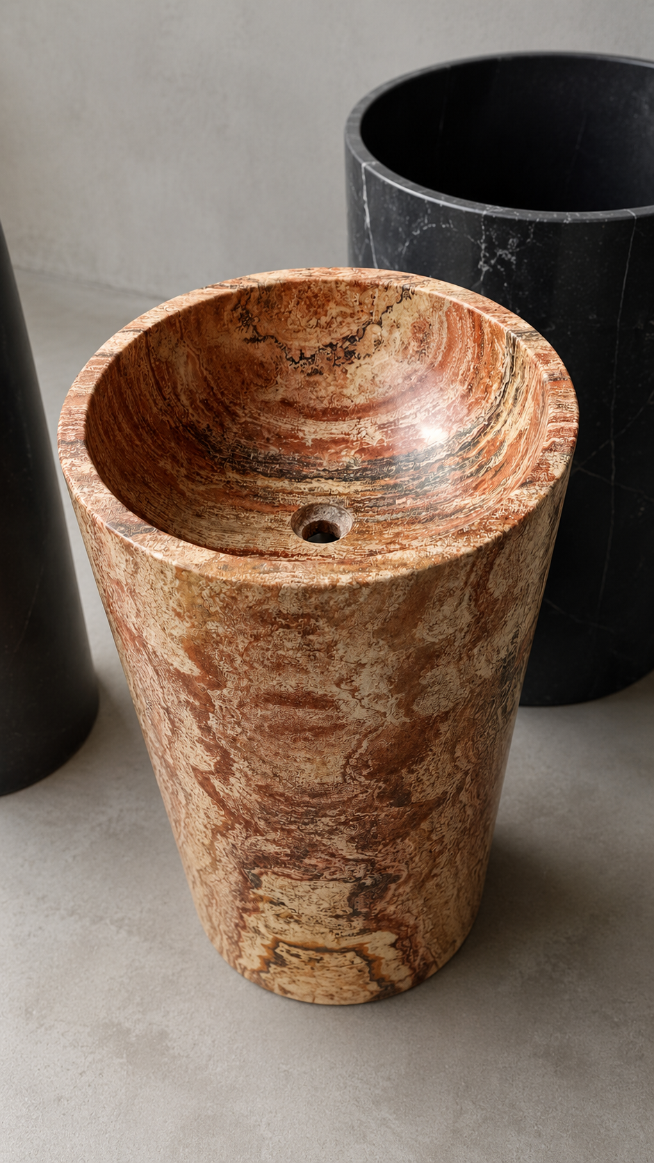 LAVABO PEDESTAL MÁRMOL ROJO MODELO PRAGA 45x90cm - ELEMENTO