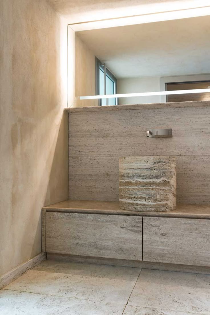 LAVABO MEDIO PEDESTAL MÁRMOL BEIGE 45cm diámetro x 45cm altura - ELEMENTO