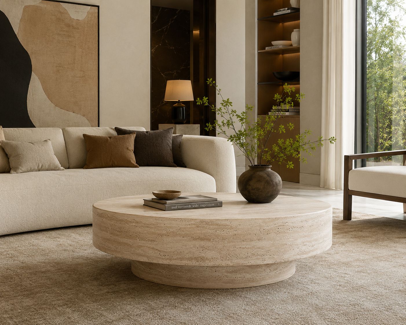 MESA DE CENTRO MÁRMOL TREVERTINO MODELO ROMA 122x38