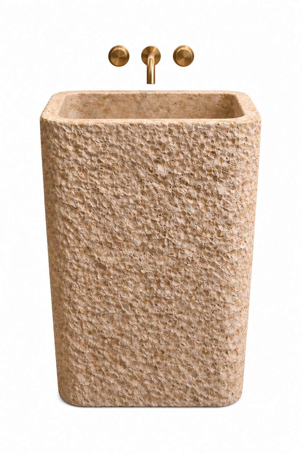 LAVABO TIPO PEDESTAL MÁRMOL BEIGE 45X45X90CM MODELO HAWAI - ELEMENTO