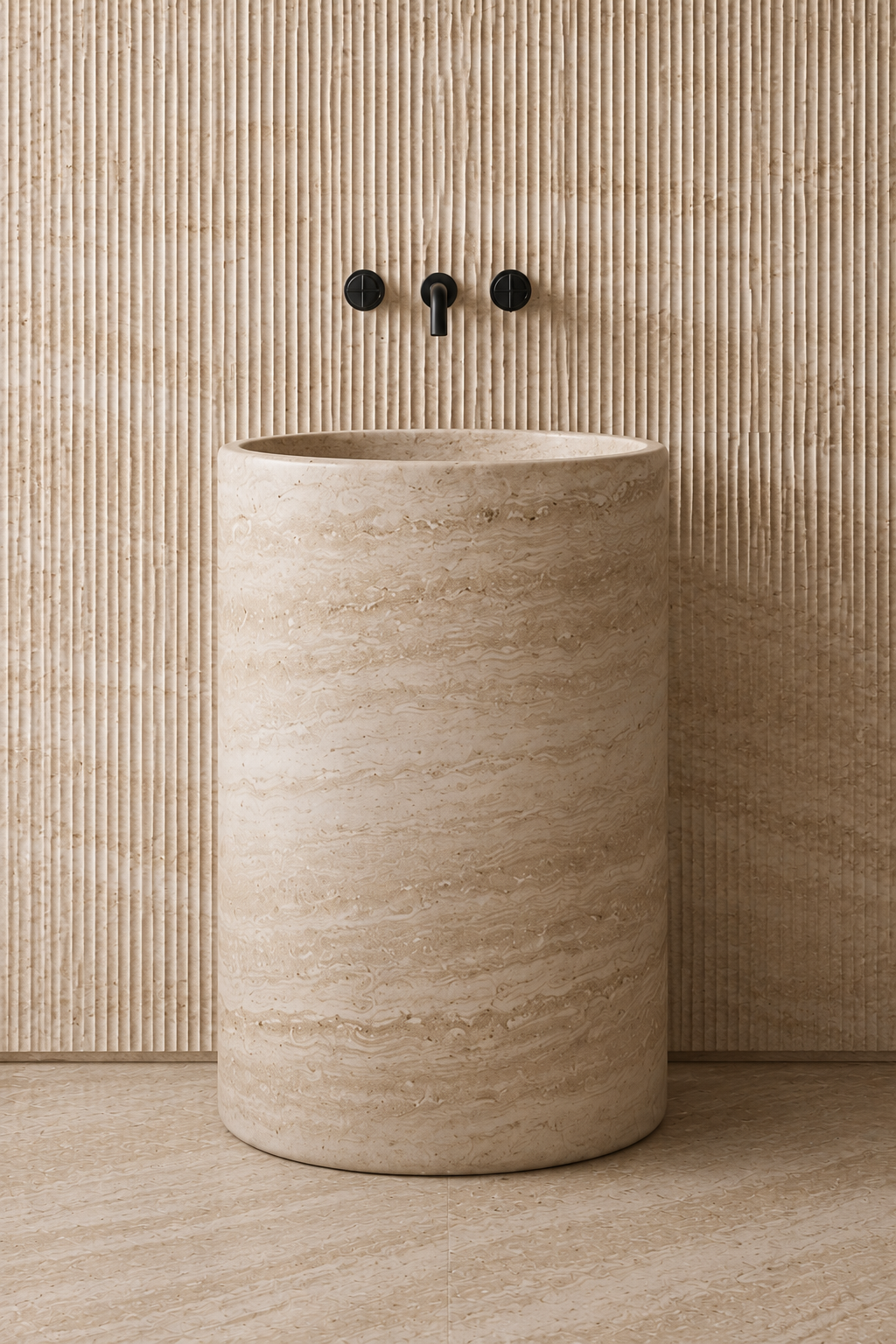 Lavabo Pedestal Mármol Travertino Modelo Vetta