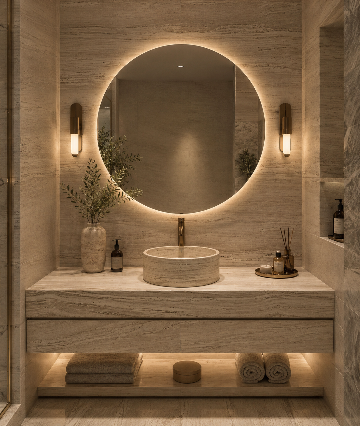 LAVABO TRAVERTINO 40cm DIÁMETRO MODELO VITTA
