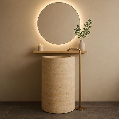LAVABO TIPO PEDESTAL MÁRMOL BEIGE 45*85 CM MODELO GINZA - ELEMENTO 