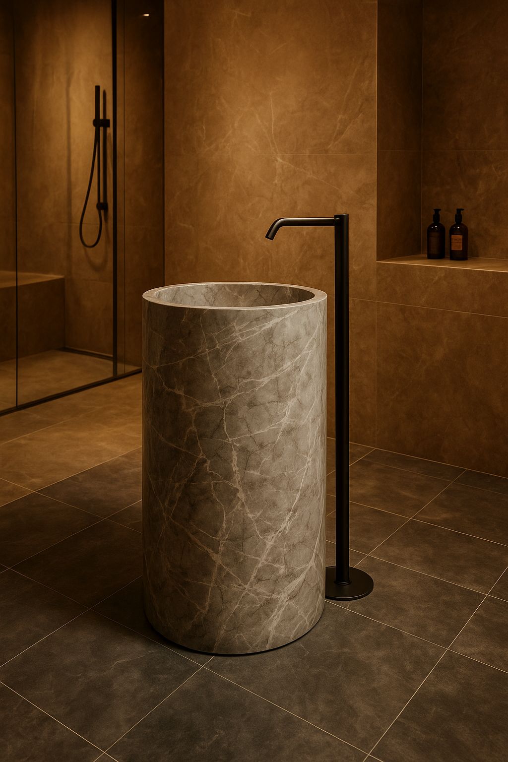 LAVABO TIPO PEDESTAL MÁRMOL GRIS 45*85 CM MODELO PORTUGAL - ELEMENTO 