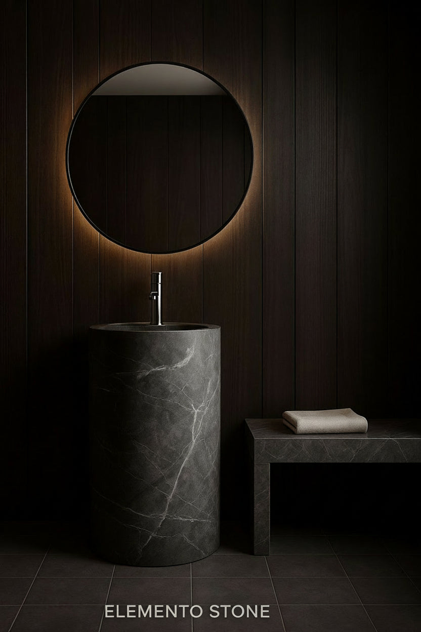 pedestal mármol gris elemento