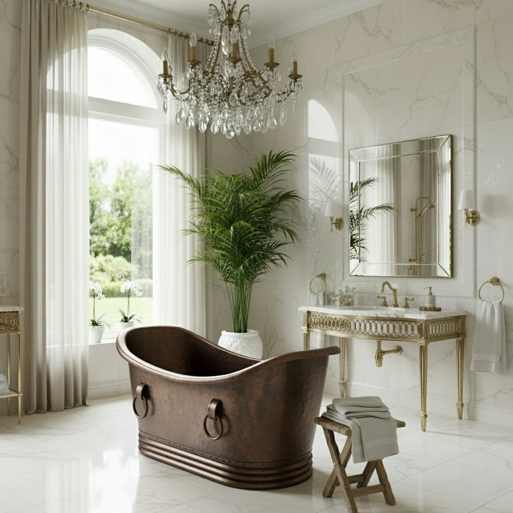 Premium Tina de Baño en Cobre Tradicional con Anillos - ELEMENTO 