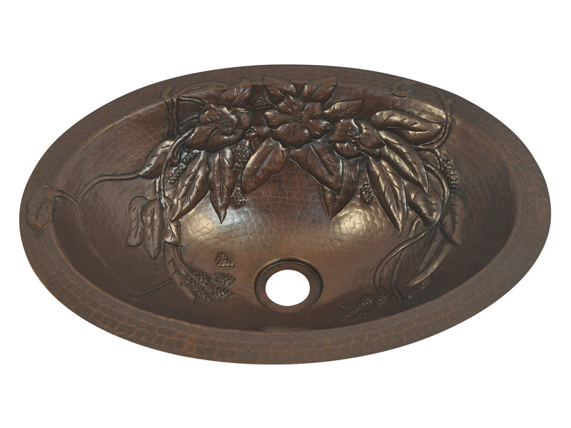 Premium Lavabo Ovalado en Cobre Diseño Bouquet - ELEMENTO 