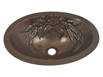 Premium Lavabo Ovalado en Cobre Diseño Bouquet - ELEMENTO 