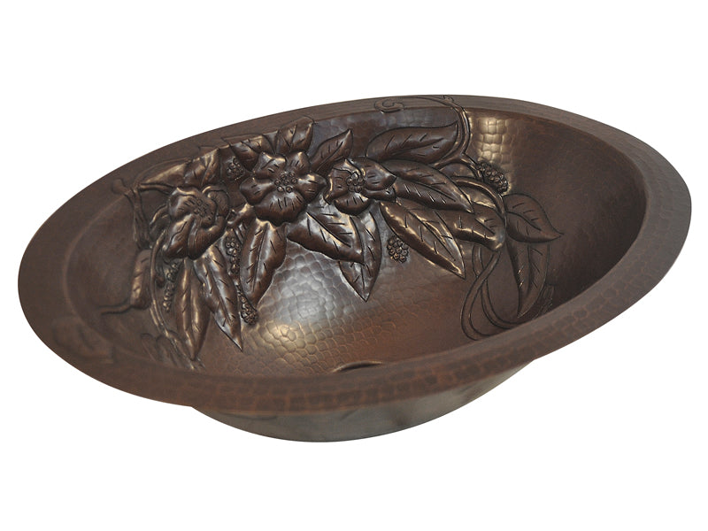 Premium Lavabo Ovalado en Cobre Diseño Bouquet - ELEMENTO 