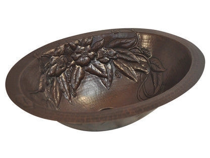 Premium Lavabo Ovalado en Cobre Diseño Bouquet - ELEMENTO 