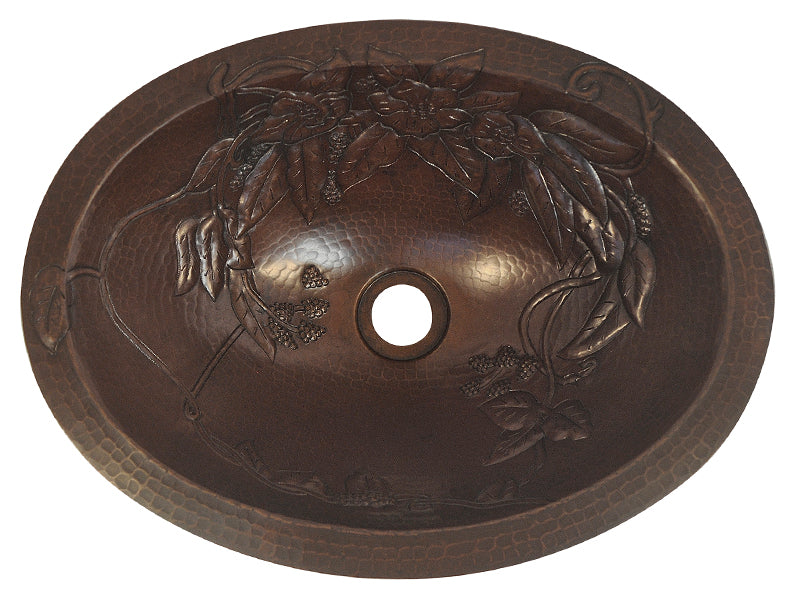 Premium Lavabo Ovalado en Cobre Diseño Bouquet - ELEMENTO 