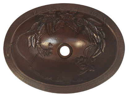 Premium Lavabo Ovalado en Cobre Diseño Bouquet - ELEMENTO 