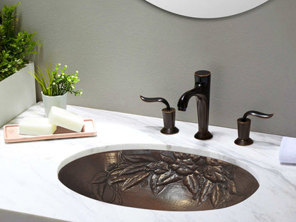 Premium Lavabo Ovalado en Cobre Diseño Bouquet - ELEMENTO 