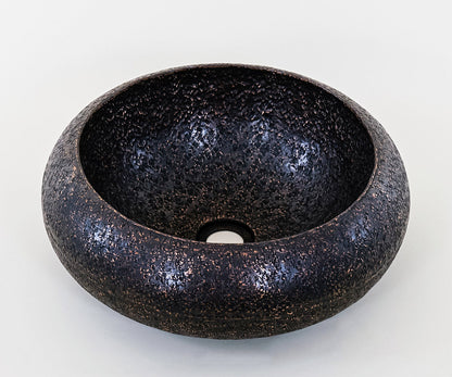 Premium Lavabo Volcano Vessel Redondo en Cobre Diseño Melodía - ELEMENTO 