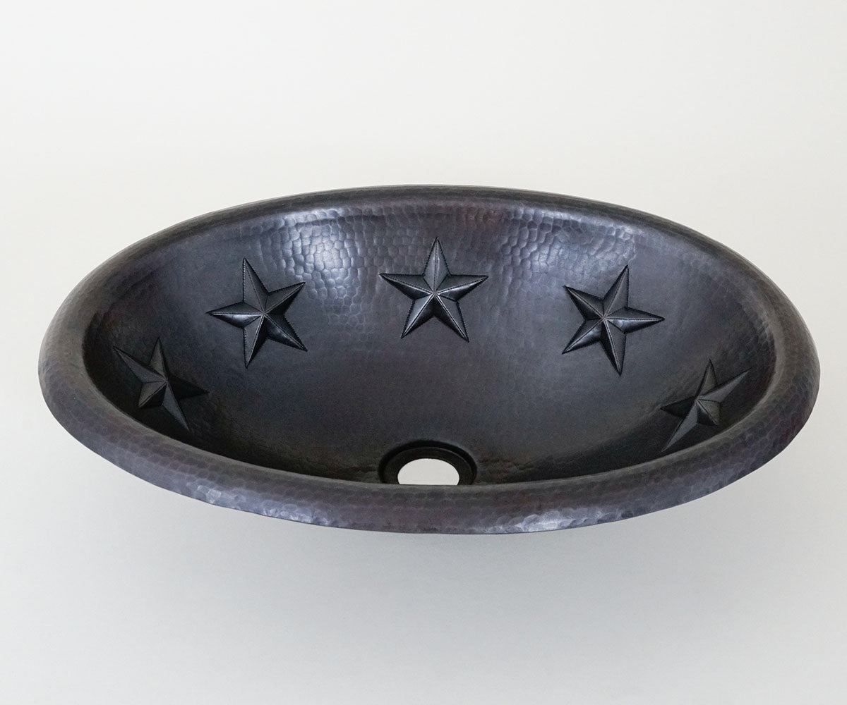 Premium Lavabo Ovalado en Cobre con Diseño Estrellas - ELEMENTO 