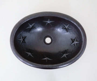 Premium Lavabo Ovalado en Cobre con Diseño Estrellas - ELEMENTO 