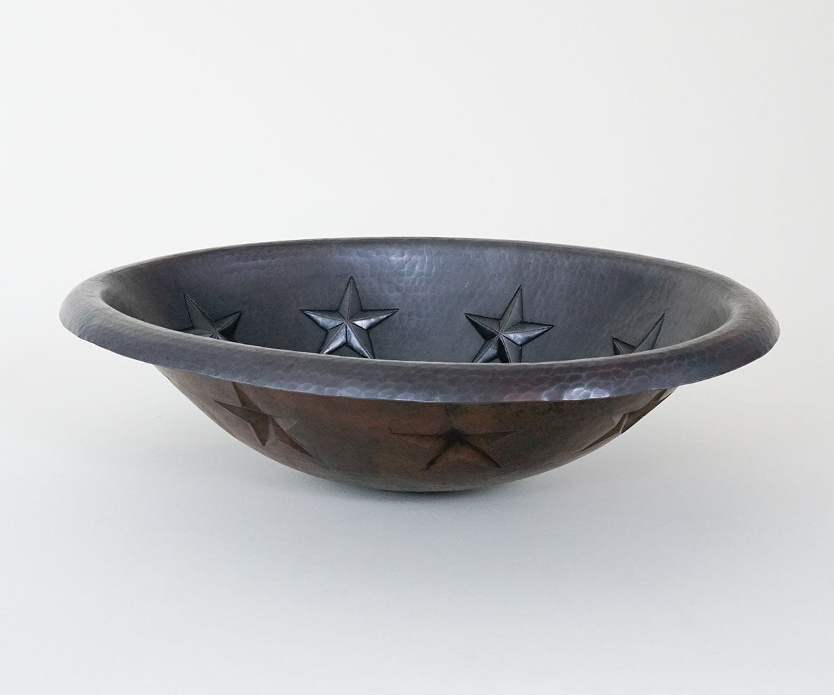 Premium Lavabo Ovalado en Cobre con Diseño Estrellas - ELEMENTO 