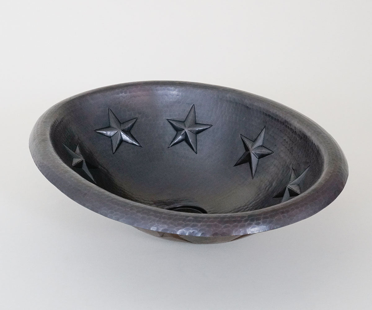 Premium Lavabo Ovalado en Cobre con Diseño Estrellas - ELEMENTO 