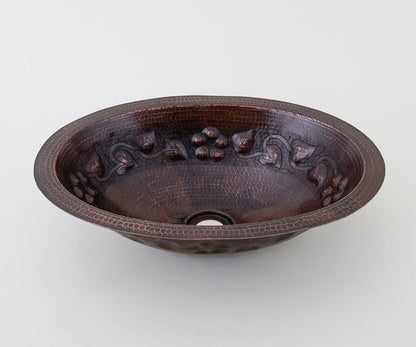 Premium Lavabo Ovalado en Cobre con Diseño Floral - ELEMENTO 