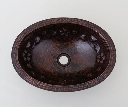 Premium Lavabo Ovalado en Cobre con Diseño Floral - ELEMENTO 