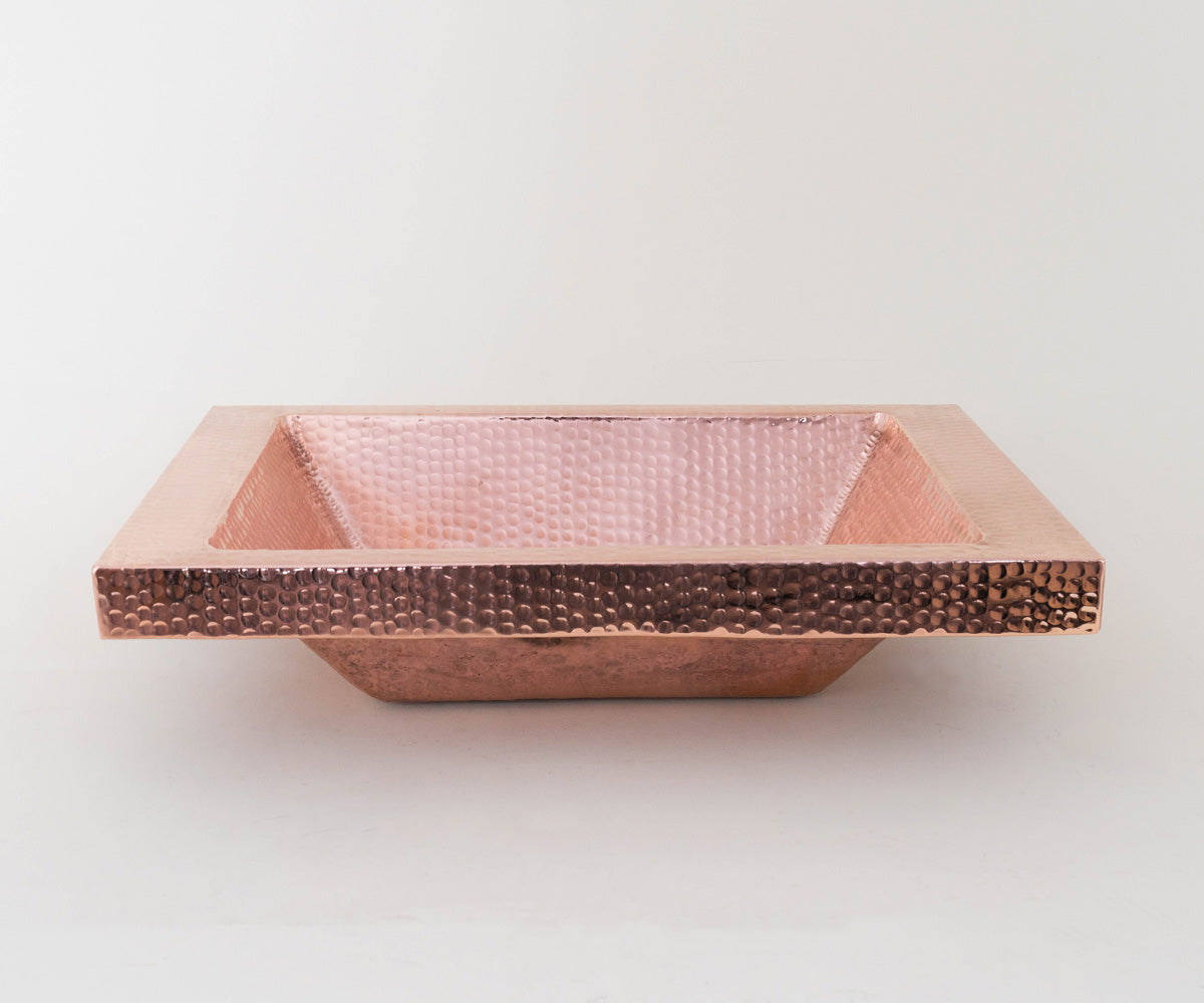 Premium Lavabo Rectangular Especial en Cobre Diseño con Pestaña Alta - ELEMENTO 