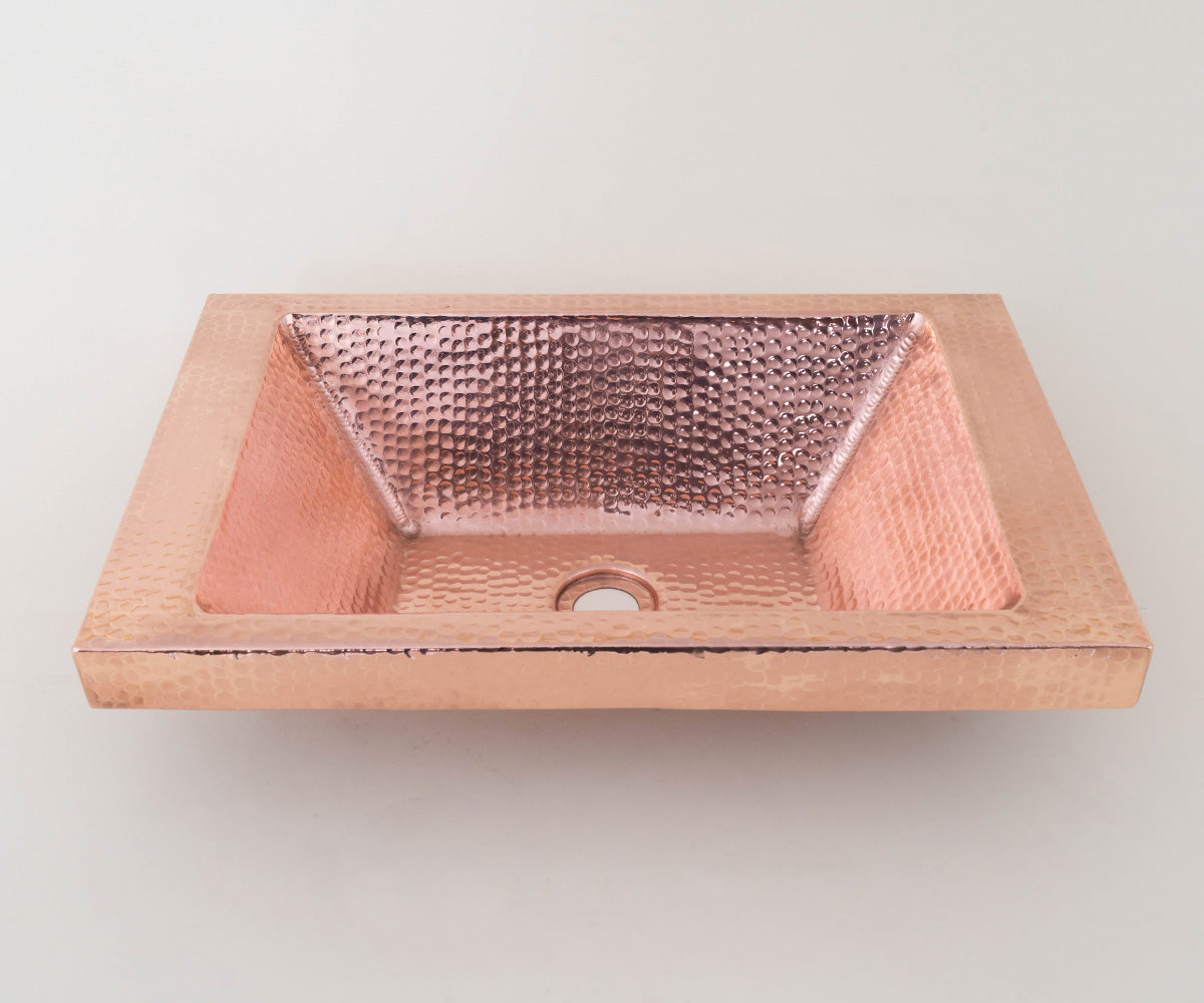Premium Lavabo Rectangular Especial en Cobre Diseño con Pestaña Alta - ELEMENTO 