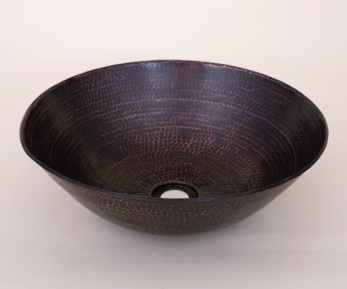 Lavabo Vessel Redondo con Bordo Redondeado en Cobre - ELEMENTO 