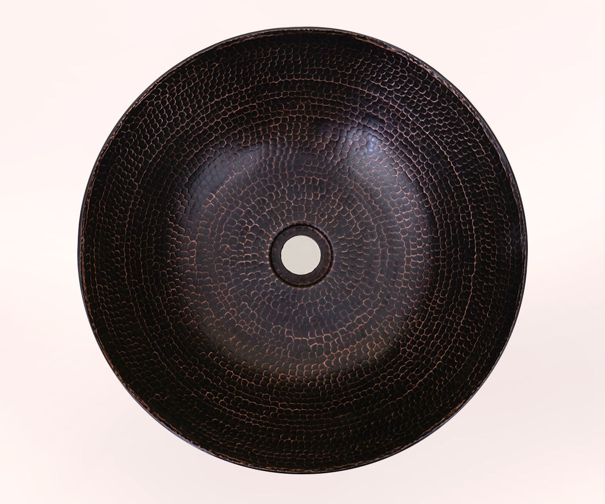 Lavabo Vessel Redondo con Bordo Redondeado en Cobre - ELEMENTO 