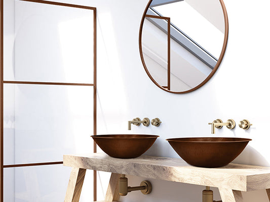 Premium Lavabo Vessel Ovalado con Bordo Alambrado en Cobre - ELEMENTO 