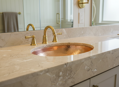 Premium Lavabo Redondo en Cobre Liso Alto Brillo - ELEMENTO 