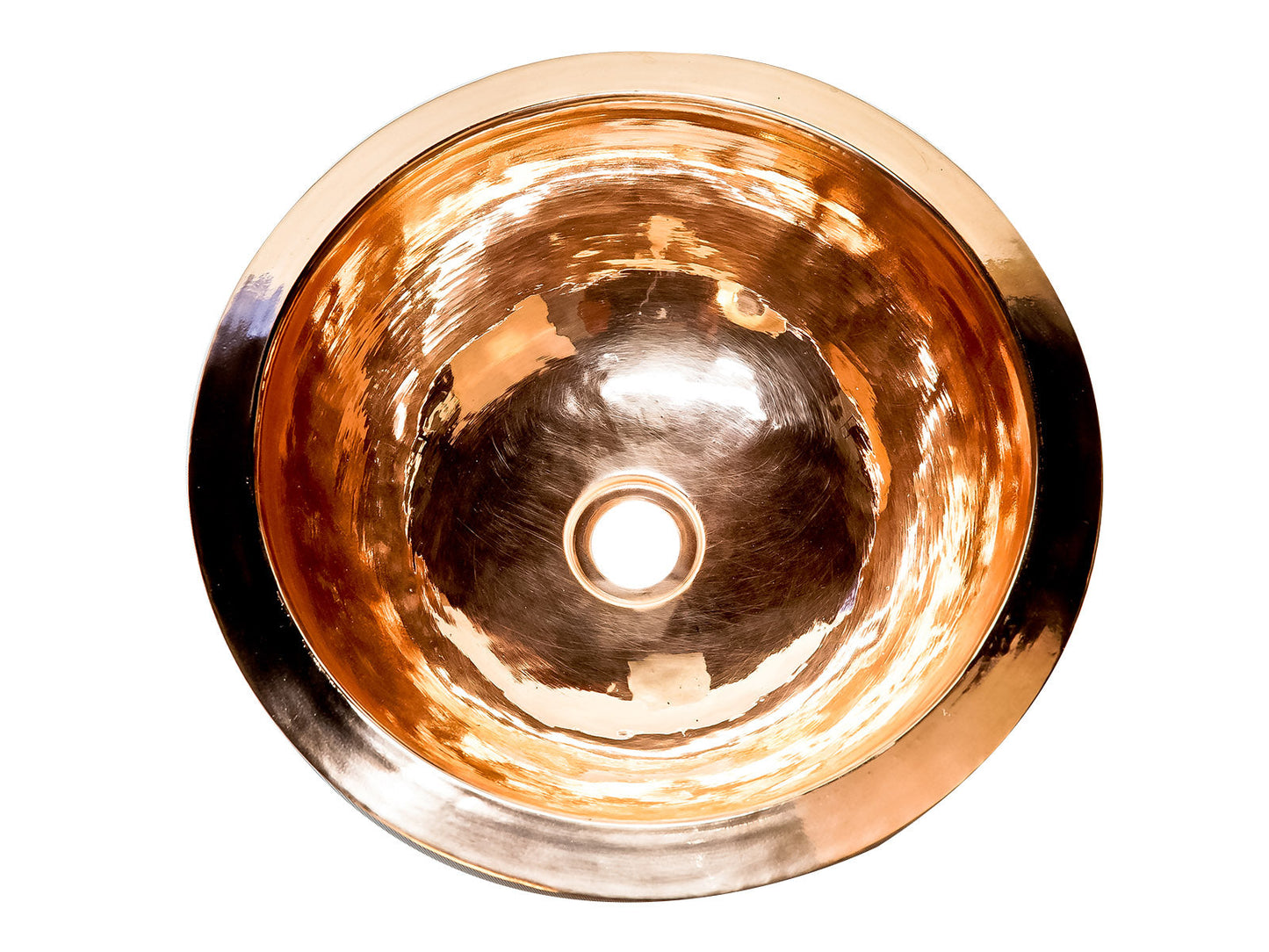 Premium Lavabo Redondo en Cobre Liso Alto Brillo - ELEMENTO 