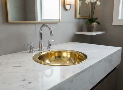 Premium Lavabo Redondo en Latón Liso Alto Brillo - ELEMENTO 