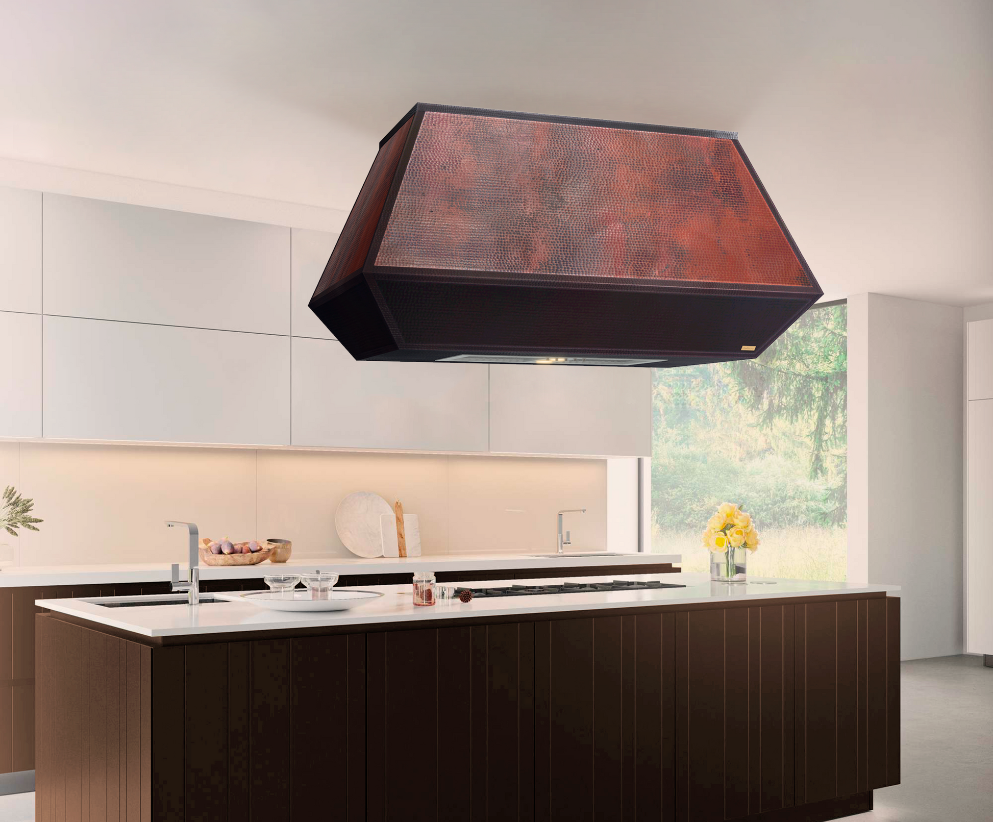 Premium Campana de Cocina para Isla en Cobre Diseño Altiplano - ELEMENTO 
