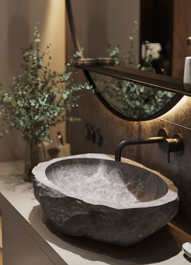 LAVABO PIEDRA NATURAL RÚSTICO  40 CM. - ELEMENTO 