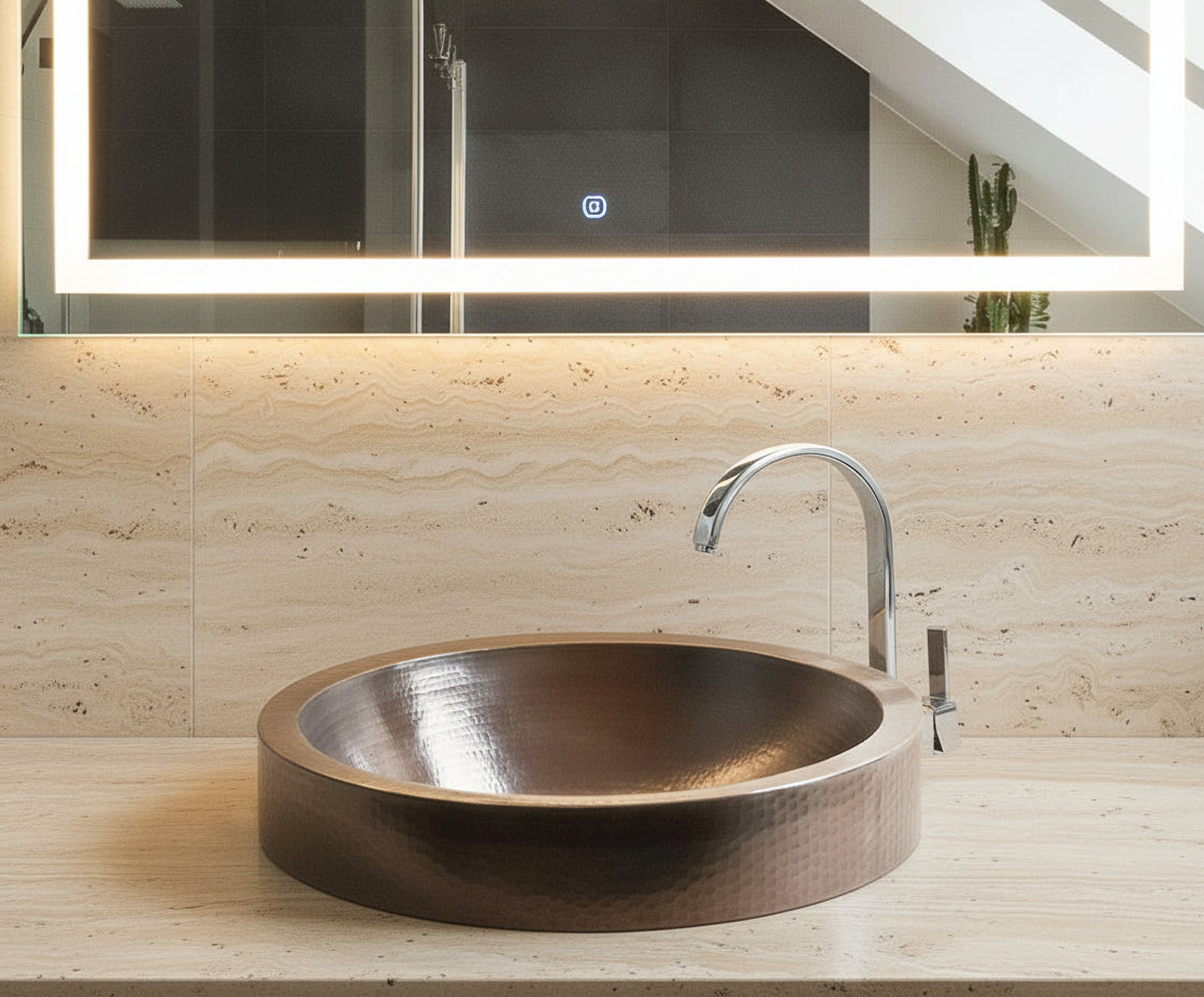 Premium Lavabo Especial Redondo en Cobre con Faldón - ELEMENTO 