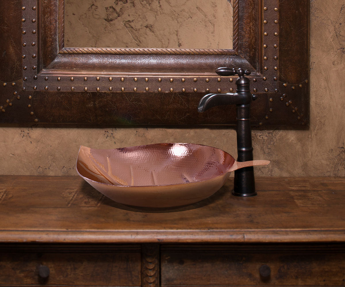 Premium Lavabo Vessel en Cobre Diseño Hoja - ELEMENTO 