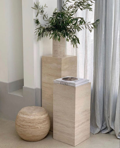 PEDESTAL DECORATIVO TRAVERTINO 70*40*40