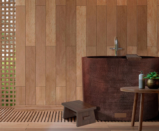 Premium Tina De Baño Ovalada En Cobre Diseño Japonesa - ELEMENTO 