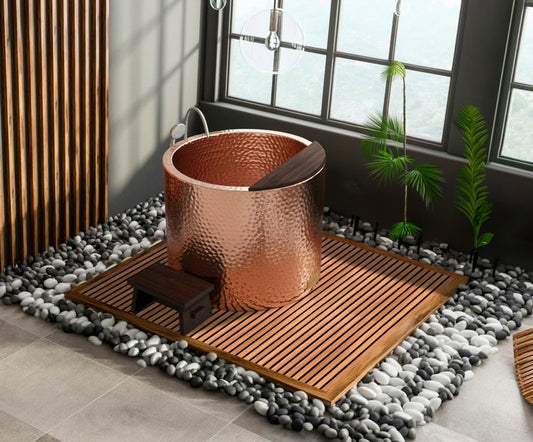 Premium Tina De Baño Redonda En Cobre Diseño Japonesa - ELEMENTO 