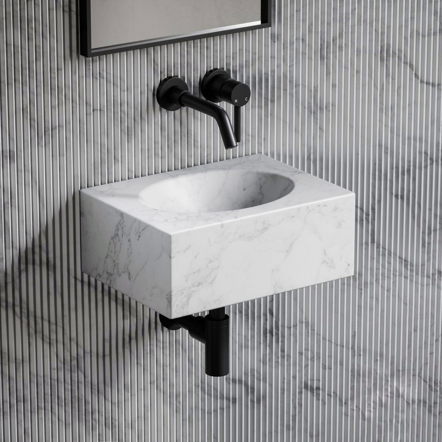 LAVABO MÁRMOL BLANCO 40*40*16 - ELEMENTO 
