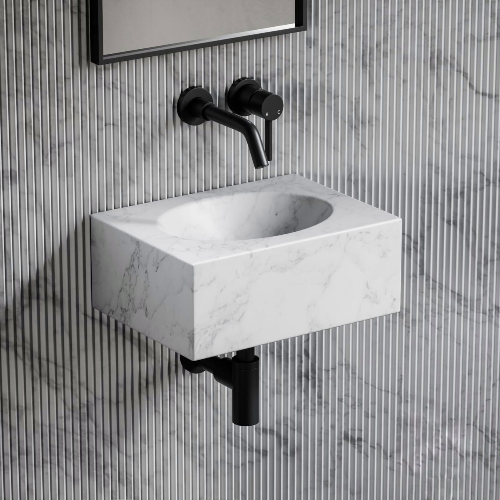 LAVABO MÁRMOL BLANCO 40*40*16 - ELEMENTO 