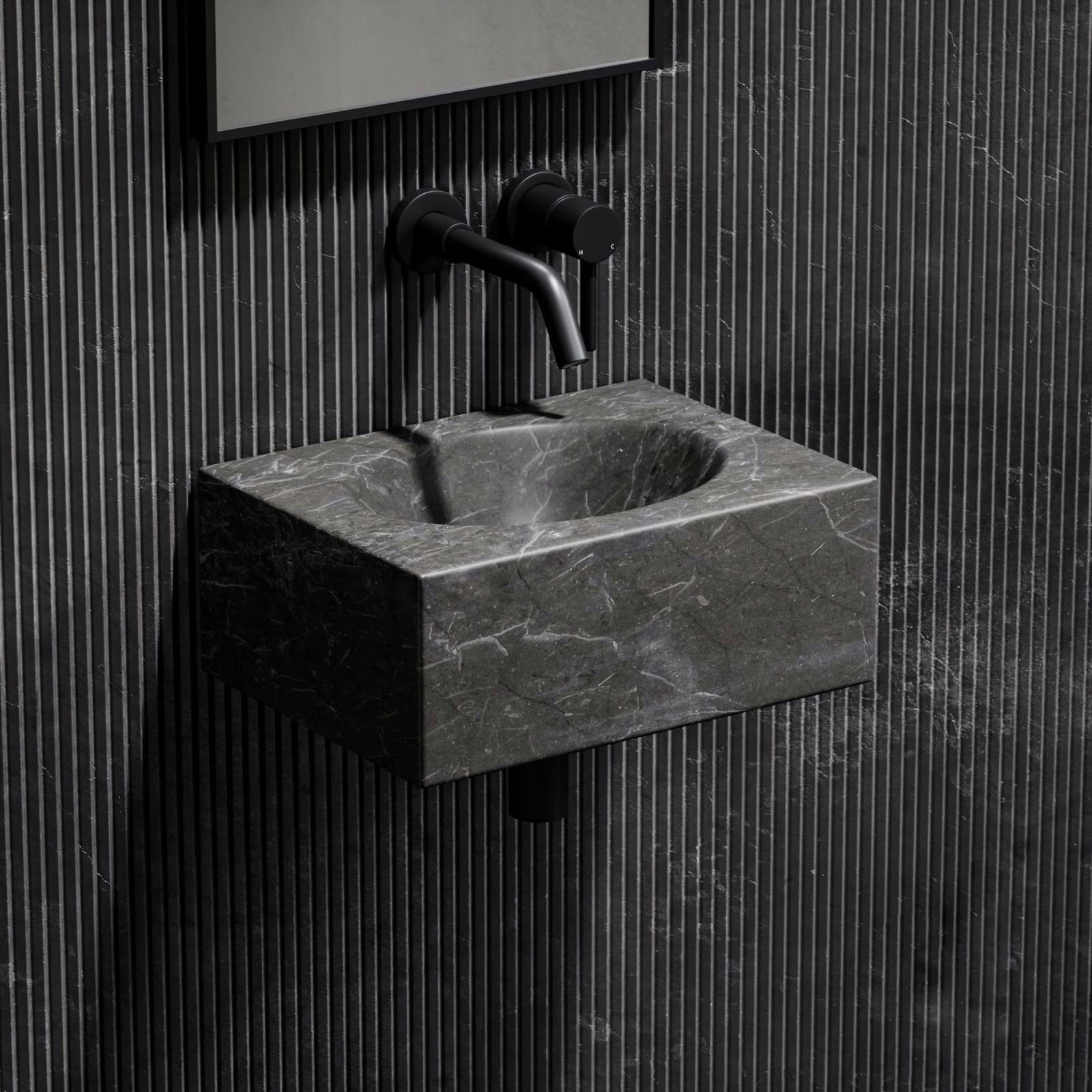 LAVABO MÁRMOL GRIS 40*40*16 - ELEMENTO 